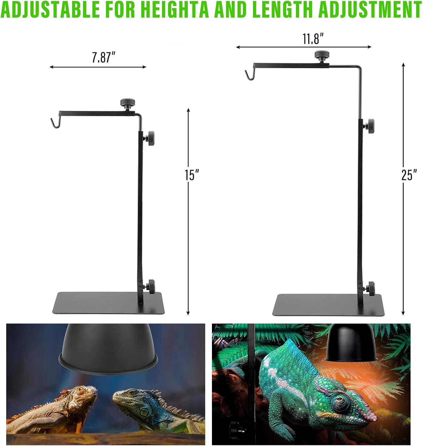 Adjustable Reptile Lamp Stand Floor Light Holder, Hook Hanging Heat Lamp for Reptile Amphibian Terrariums Tortoise and Other Cold Blooded Animal Enclosures Glass Terrarium Heating Light (Modern 1)