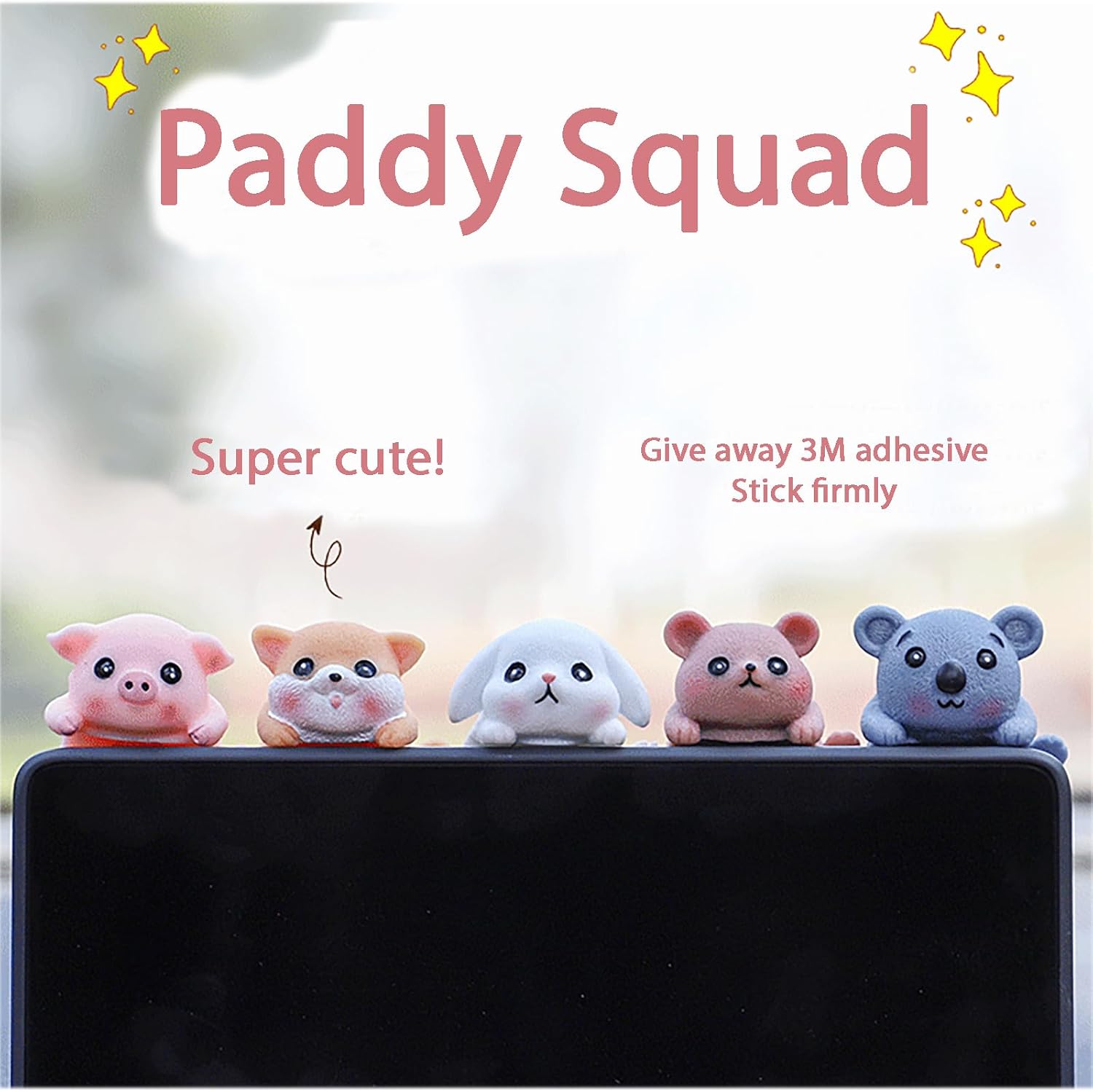 Computer Monitor Decor Figurines, Computer Monitor Decor, Car Dashboard Decorations 6 PCS Cute Critters (2*Bunny) image 5