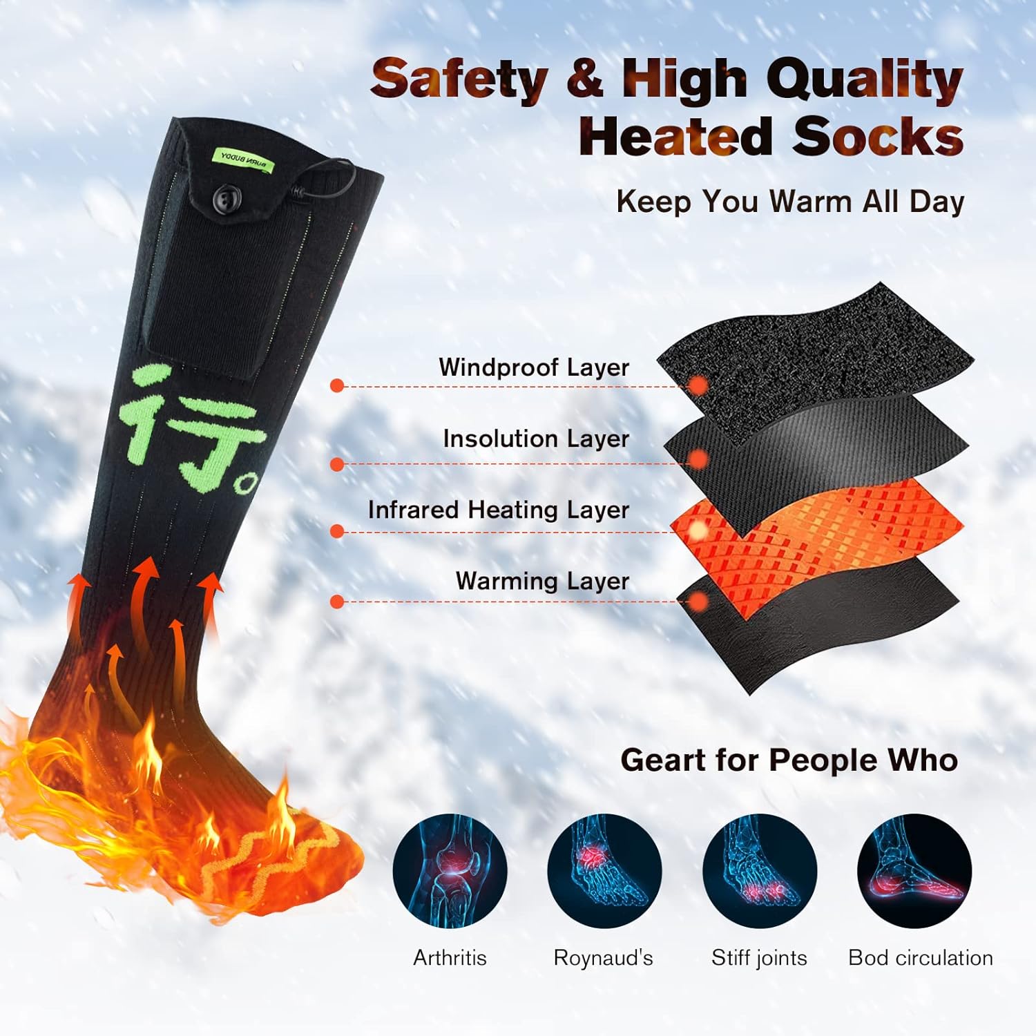 Heated Socks Usage Scenario Skiing and Outdoor