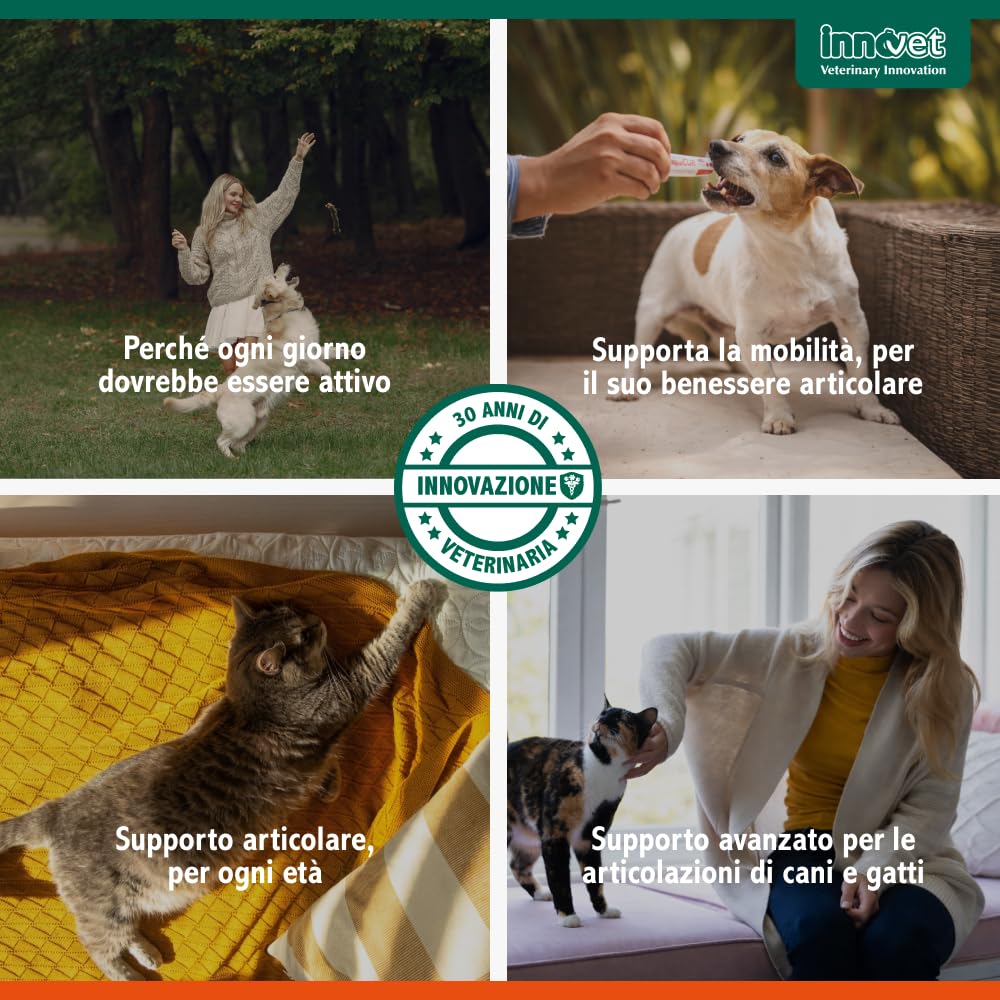 Glupacur Sollievo articolare per cani e gatti di tutte le età con PGA (Palmitoil-Glucosamina), Estratto di curcuma longa e Vitamina E – Alimento complementare – 30 compresse