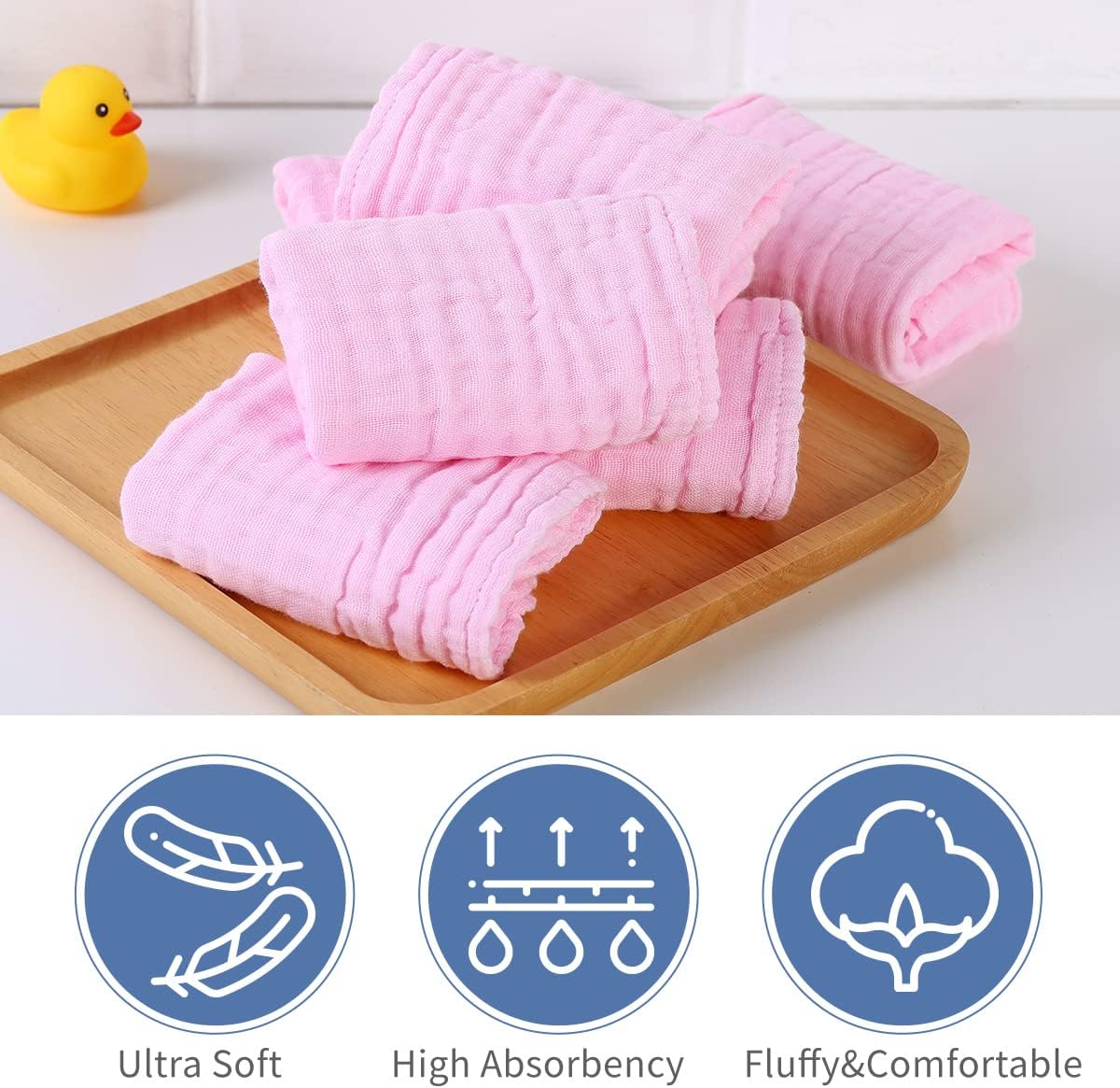 Muslin Baby Burp Cloths 10 Pack Large 100 Cotton Hand Washcloths 6 Layers Extra Absorbent and Soft (Pack of 10,Pink)