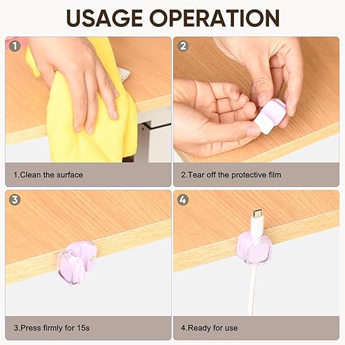 Miniatura 7 de Paquete de 9 soportes magnéticos para cables, clips magnéticos para cables de escritorio con adhesivo fuerte, organizador de cables para el hogar,