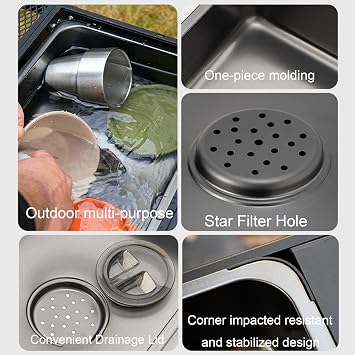 Outdoor Sink Portable Large Capacity Dish Tub Basin Dishpan Washing Up Bowl