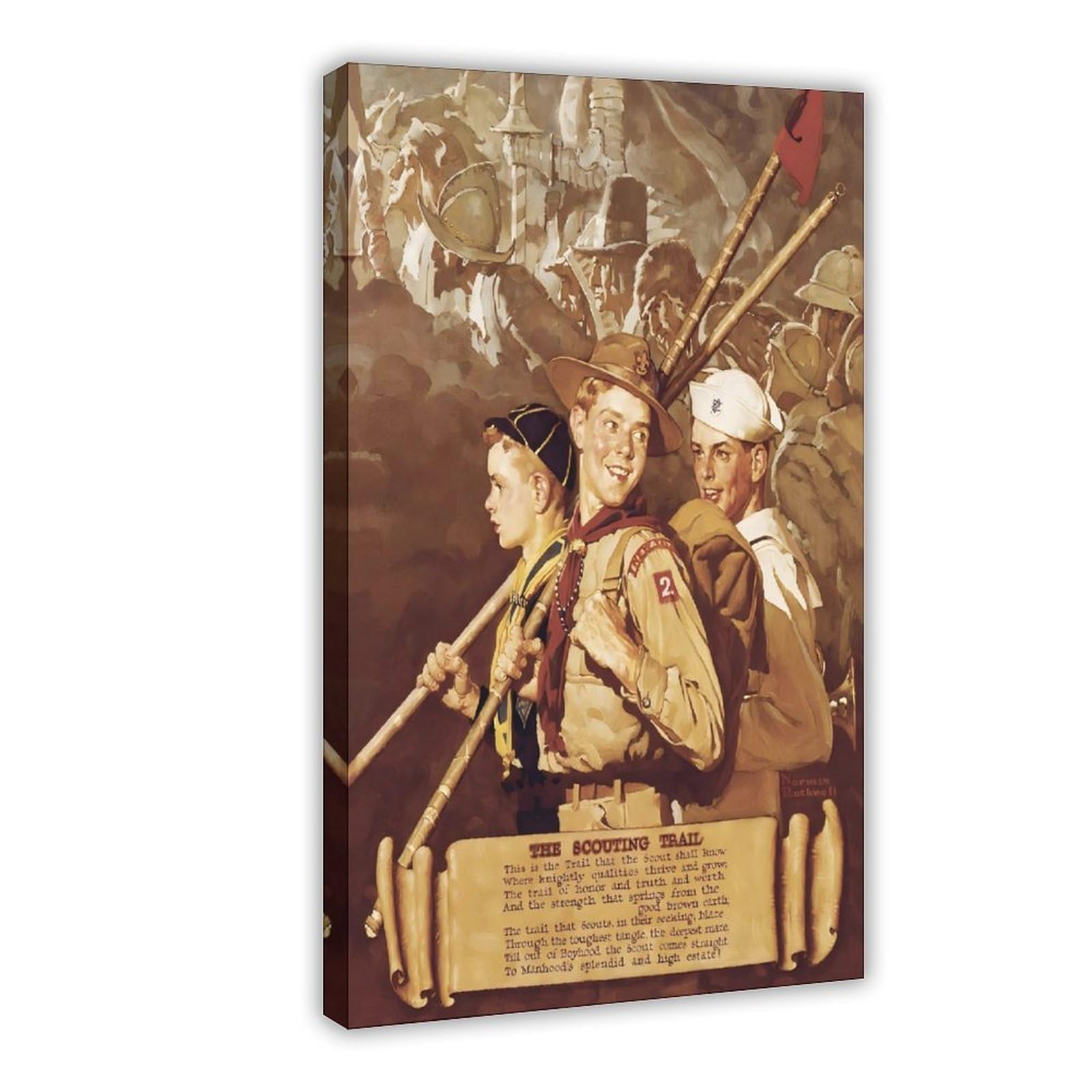WCYB The Scouting Trail, 1939 by Norman Rockwell Posters Prints Canvas Deco Paintings Wall Art Frame 20" L X 30" W