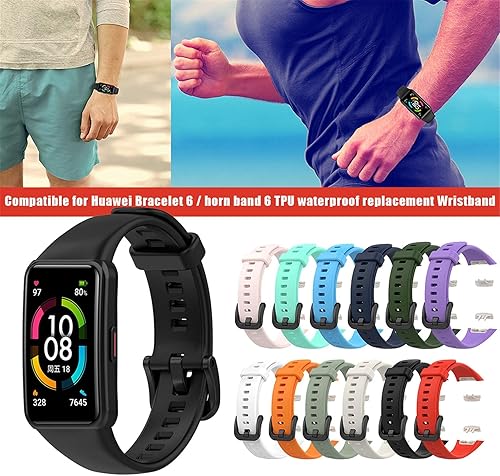 Miniatura 7 de Silicone Strap Compatible with Band 6  Honor Band 18 Active Smartwatch - Soft Silicone Replacement Strap Adjustable Sport Watch Straps