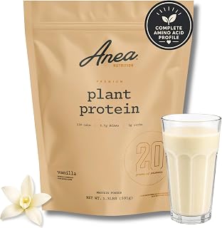 Anea Plant Based Protein Powder, Vegan, Plant Protein, Vanilla, 20 Servings | Complete Amino Acids, Dairy Free, Gluten Free, No Fillers, No Artificial Sweeteners, Informed Choice Program, 20g Per Serving
