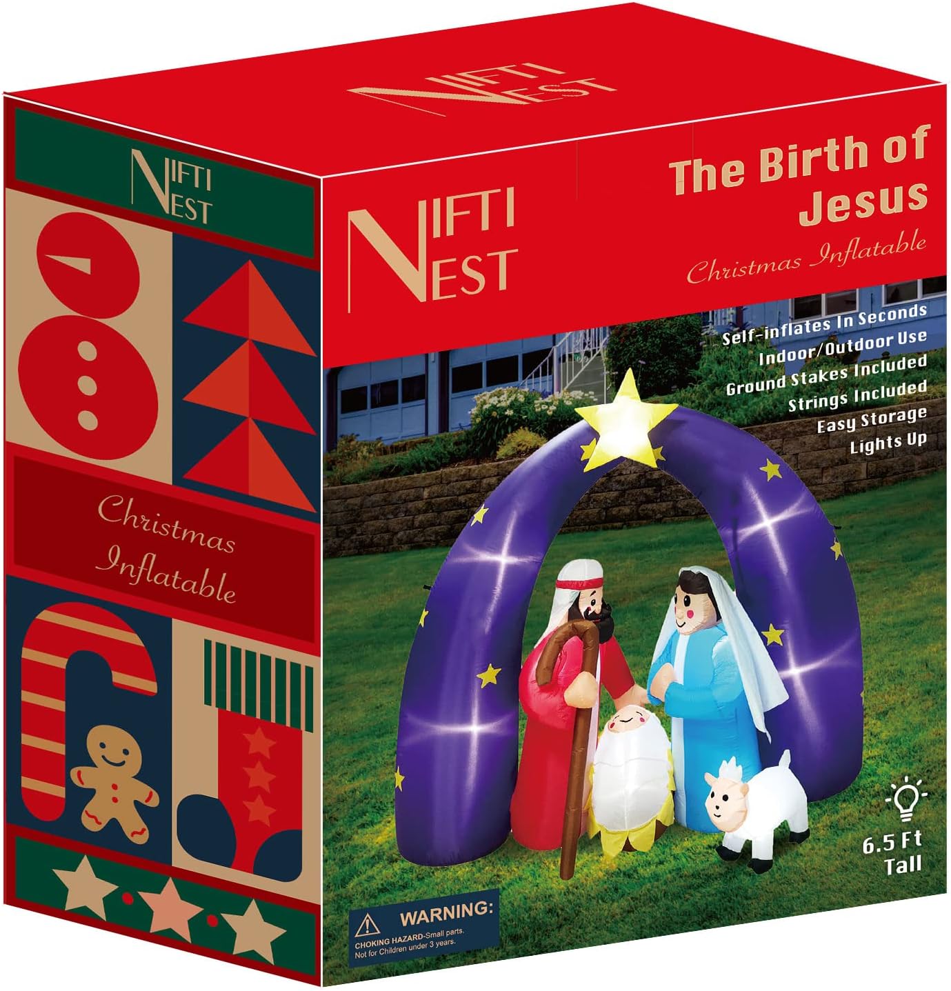 7.6 Ft Christmas Inflatable Decorations with Nativity Scene, Outdoor Decoration with LED Lights, Holiday Blow Up Outdoor Yard Decoration : Patio, Lawn & Garden