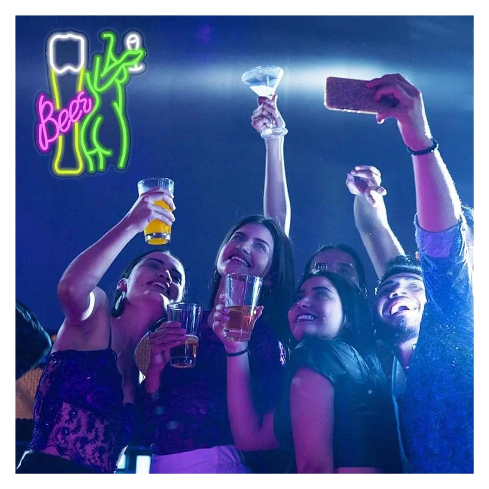 Luces de neón Letrero De Neón Beer Luz Para Copas De Vino, Publicidad, Alimentación Por USB, Para Bar, Club Nocturno, Tienda, Decoración De Fiestas, 29cmх38cm