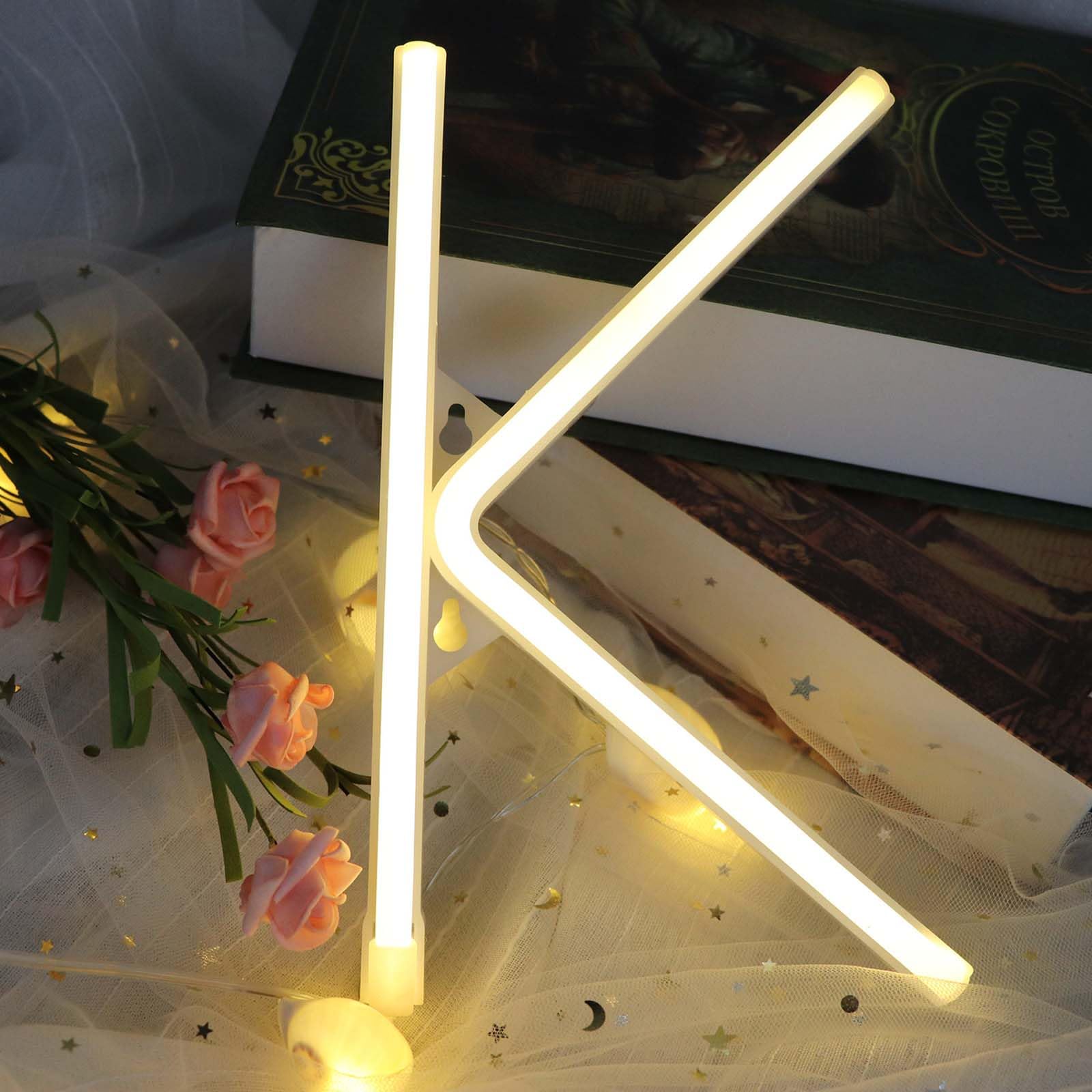 Customizable Neon Light Sign for Room Decor - Warm White Battery/USB Powered LED Letters Perfect for Shop Window Bedroom Wedding Party Background(Letters K) — image 1