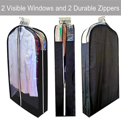 Miniatura 3 de Bolsas de ropa para colgar ropa con refuerzo de 6.3 pulgadas, bolsas de traje de 40 pulgadas para almacenamiento en el armario, fundas transparentes