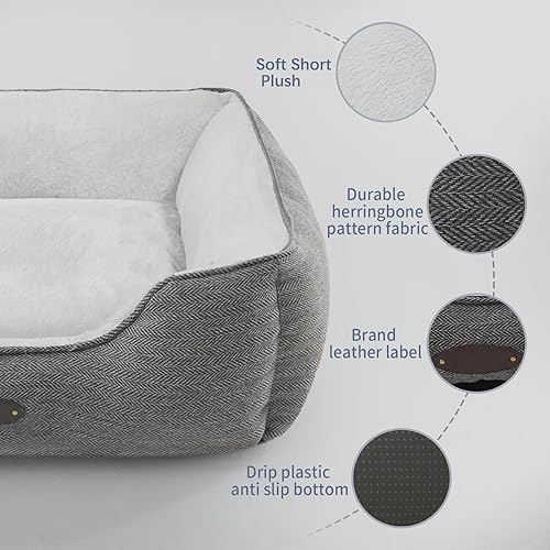 Miniatura 2 de Cama para perros de razas medianas, cama rectangular suave para perrera, camas lavables de lujo para perros, cama cómoda y duradera para mascotas