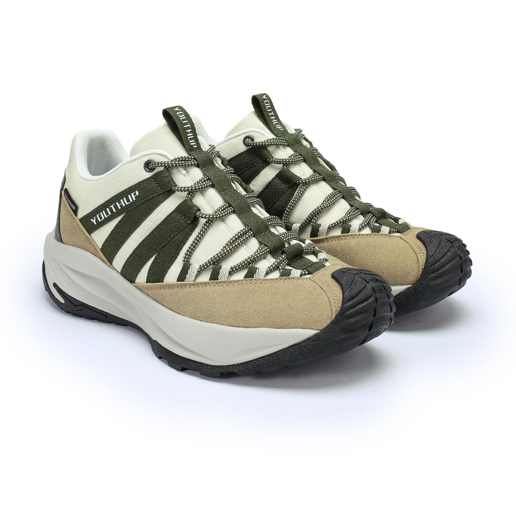 YOUTHUP Herren Wanderschuhe Wasserdicht Trekkingschuhe mit Dämpfung | Leichtes atmungsaktives Trail Running, Low Freizeit Sportschuhe, Rutschfeste Sohle für für Wandern & Alltag