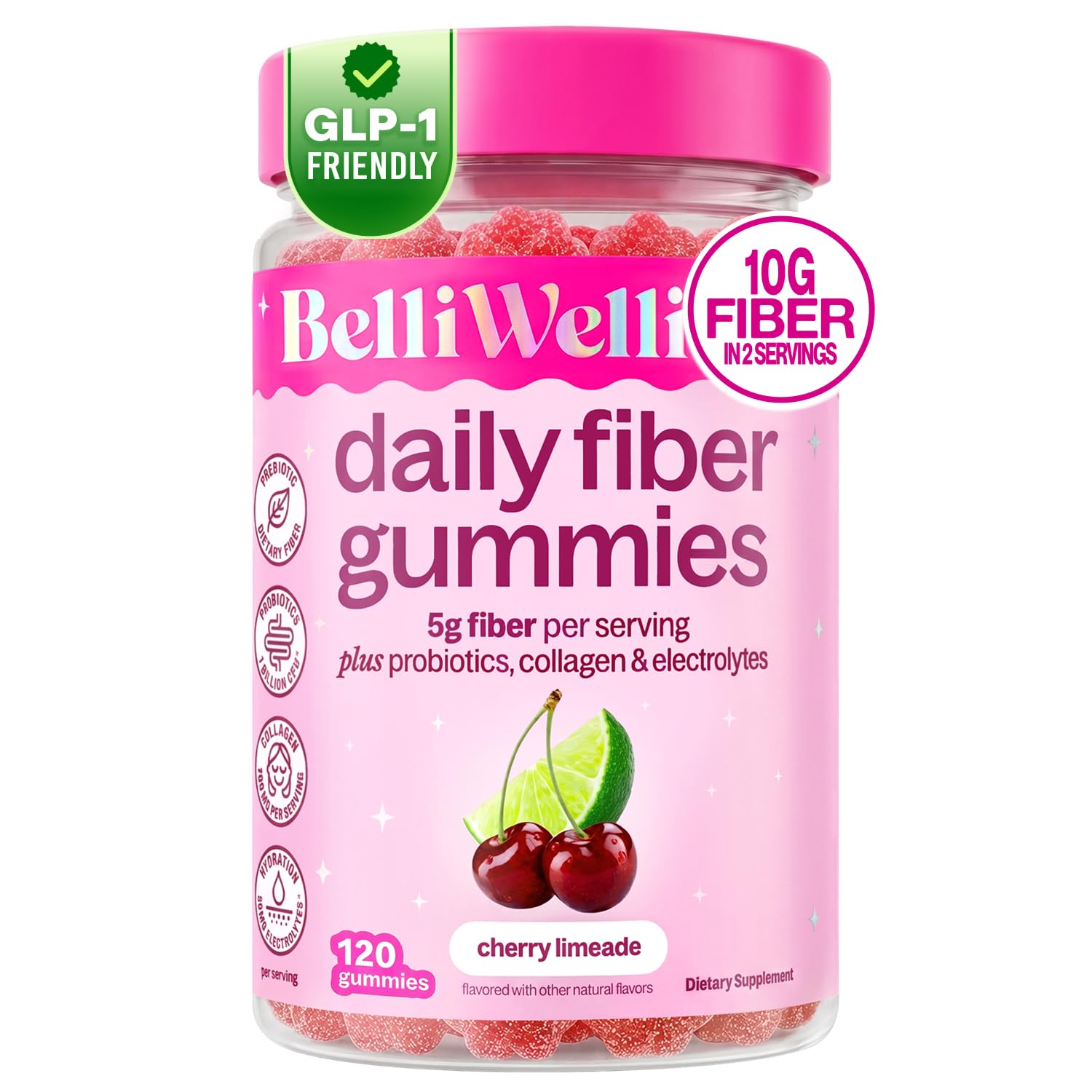 Belli Welli Fiber Gummies for GLP-1 Support - Watermelon - Tapioca Prebiotic Fiber Gummy - Digestive Health & Regularity for Women, Men, Kids - 120CT — Amazon image 8