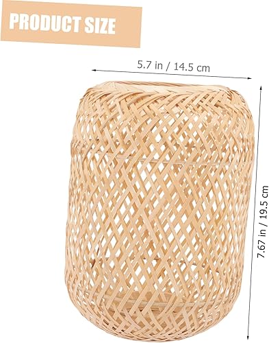 Miniatura 5 de Housoutil Lámpara de bambú Pantalla de mesita de noche, mini lámparas para espacios pequeños, pantalla de madera para lámpara de mesa, lámpara de