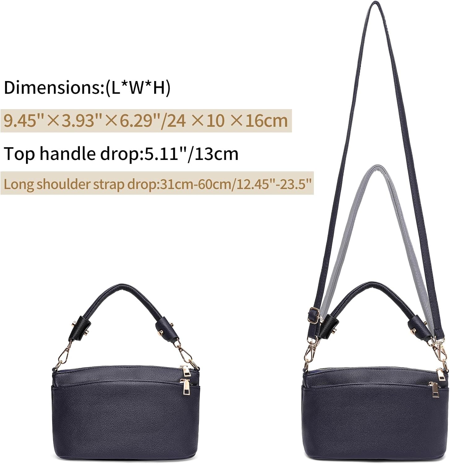 Crossbody Bag for Women, Vegan Leather Top Handle Handbags Small Shoulder Purse - Image 3