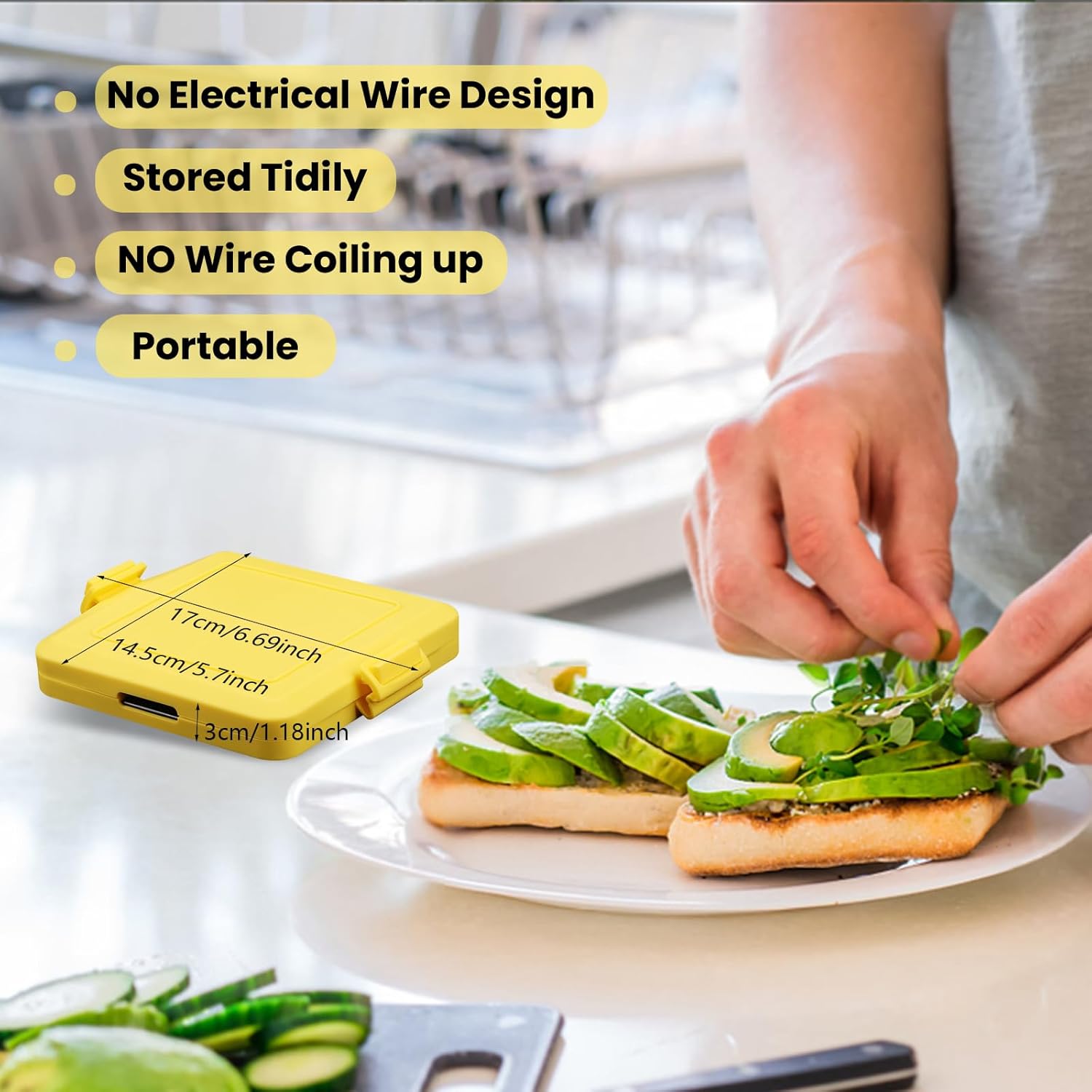Microwave Toaster Sandwich Maker, Sandwich Bread Microwave Baking Tray, Non-stick Coated Plates, Quick Cooking 3-5 Minutes, Dishwasher Safe for Cooking Breakfast, Grilled Cheese, Snacks (Yellow)