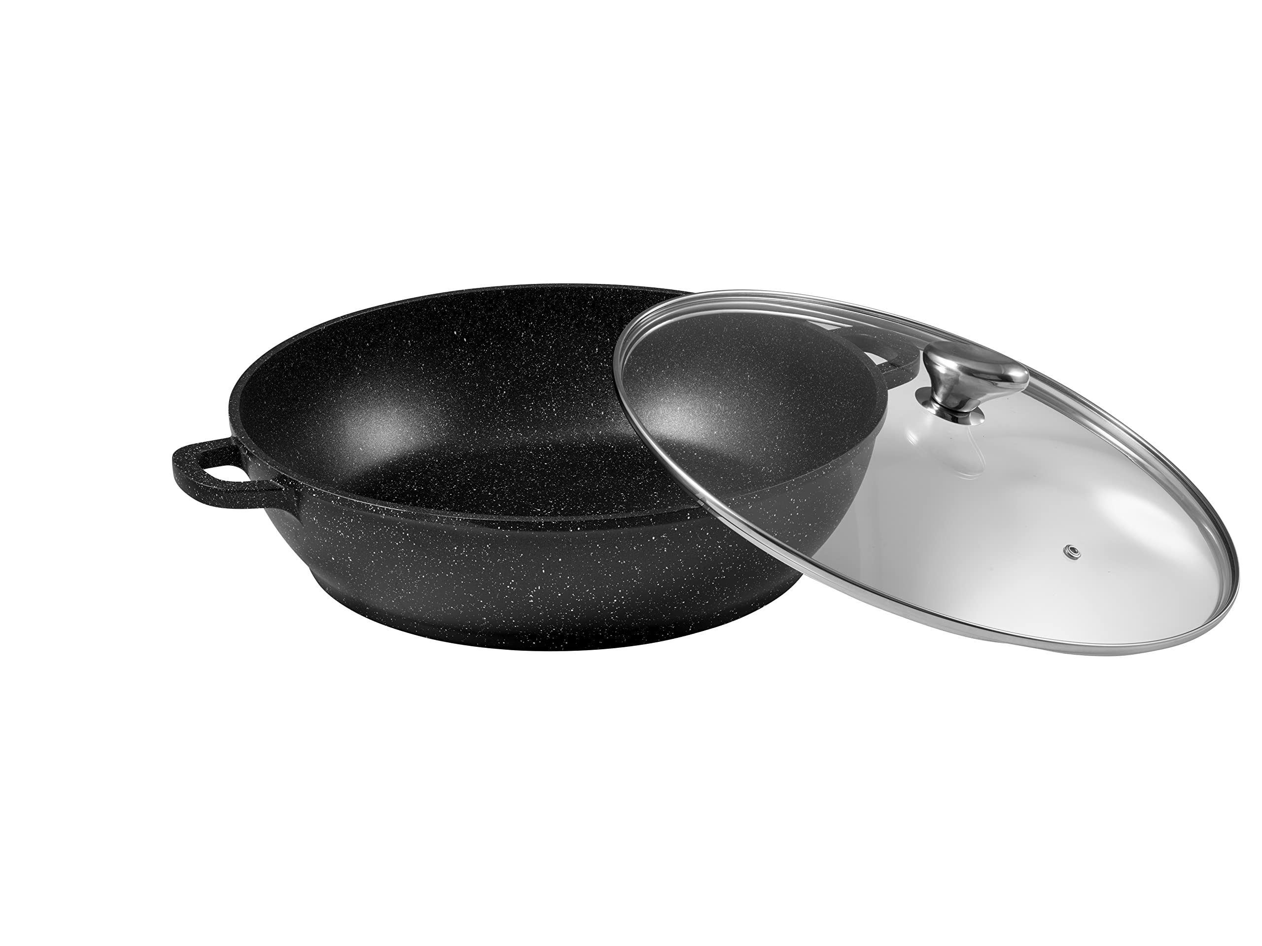 Pradel Excellence - PCUI001018 - Mijoteuse Ø36 cm avec Couvercle Verre - Fonte d’Aluminium - Revêtement Antiadhésif façon pierre - Protèges Poignées Amovibles - Tous Feux, Four, Lave-Vaisselle