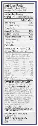 Miniatura 3 de MUSCLE MAC Deluxe Shells & Cheese, Cheddar, 11 onzas (paquete de 12), amarillo, QP002