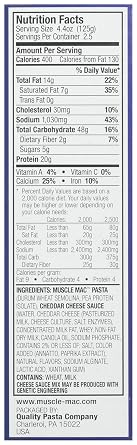 MUSCLE MAC Deluxe Shells & Cheese، Cheddar، 11 Ounce ( Pack of 12 )، Yellow، QP002