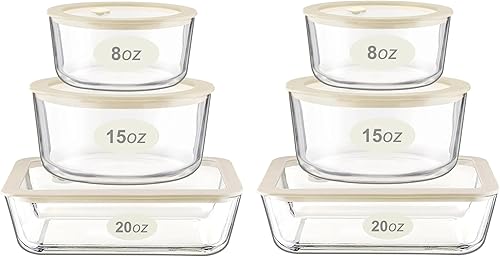Miniatura 9 de Urban Green Juego de recipientes de vidrio para alimentos con tapa de vidrio, juego de recipientes grandes para preparación de comidas, recipientes