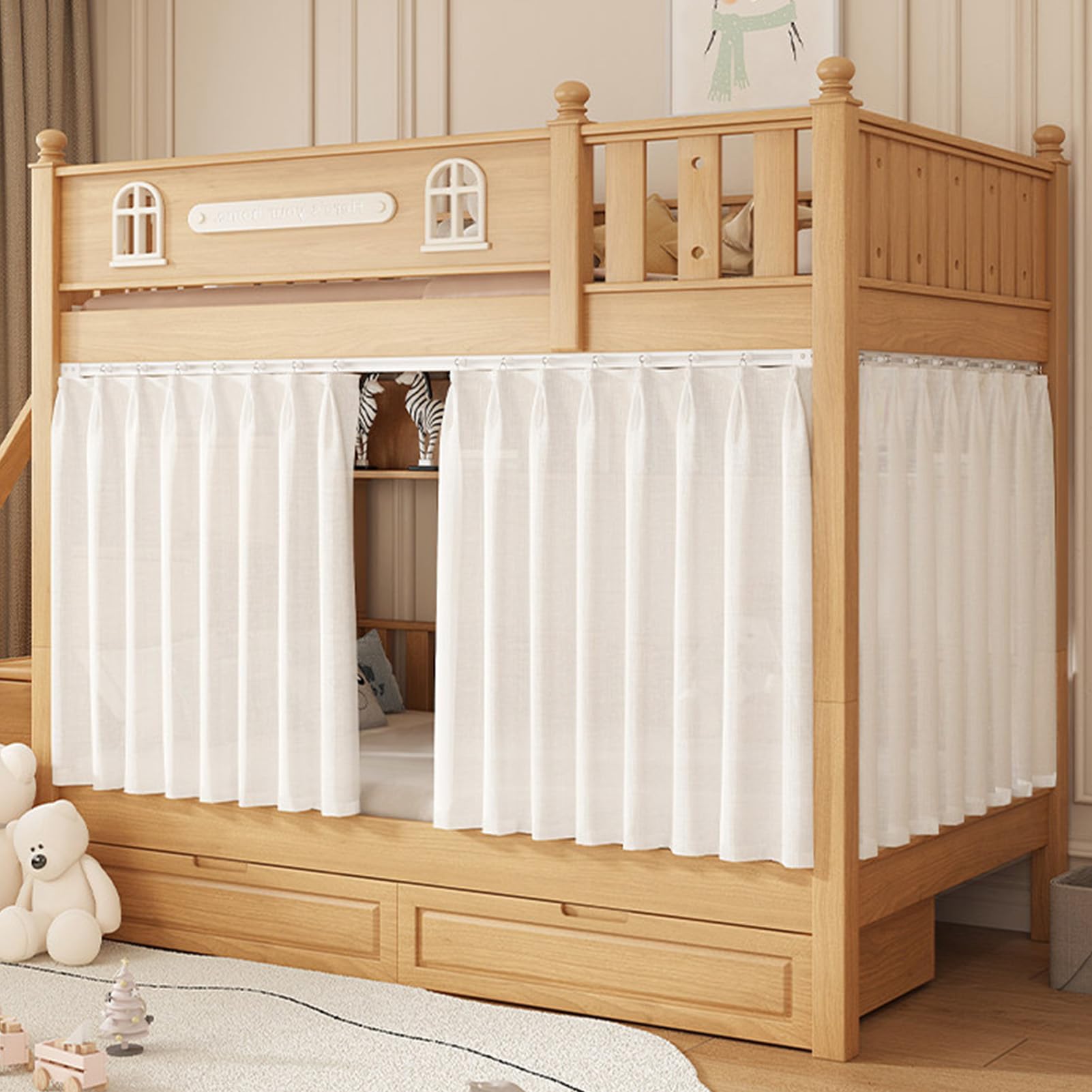 Carpas de cama individual para literas infantiles cortinas lavables con rieles suaves