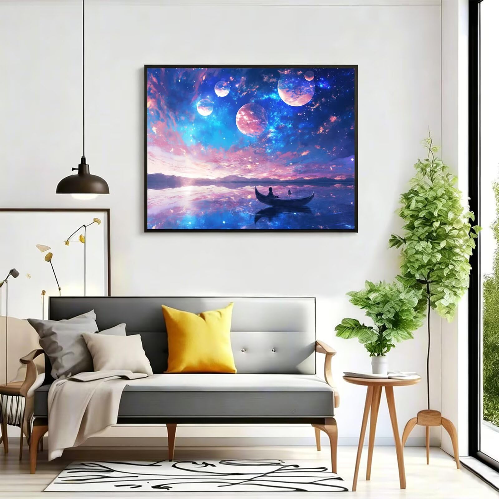 Pintar por Numeros planeta Pinturas Acrilicas Bote pequeño Pintura por Numeros Lienzos para Pintar, Pintura Acrilica Manualidades, Decoración para Hogar, Regalos Cumpleaños, 90x120cm Sin Marco, q-898