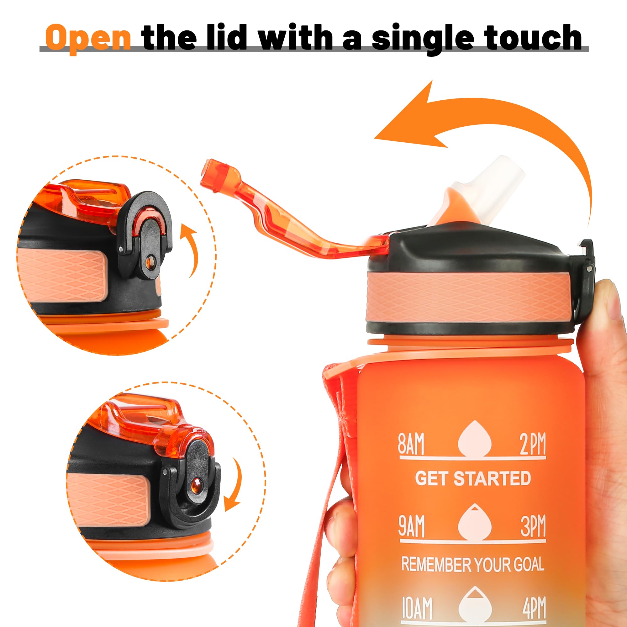 DUNSOO Borraccia 1 litro con cannuccia, Borraccia Motivazionale senza BPA, Borraccia Palestra Antigoccia, Water Bottle per Studio Fitness, Scuola, Ufficio