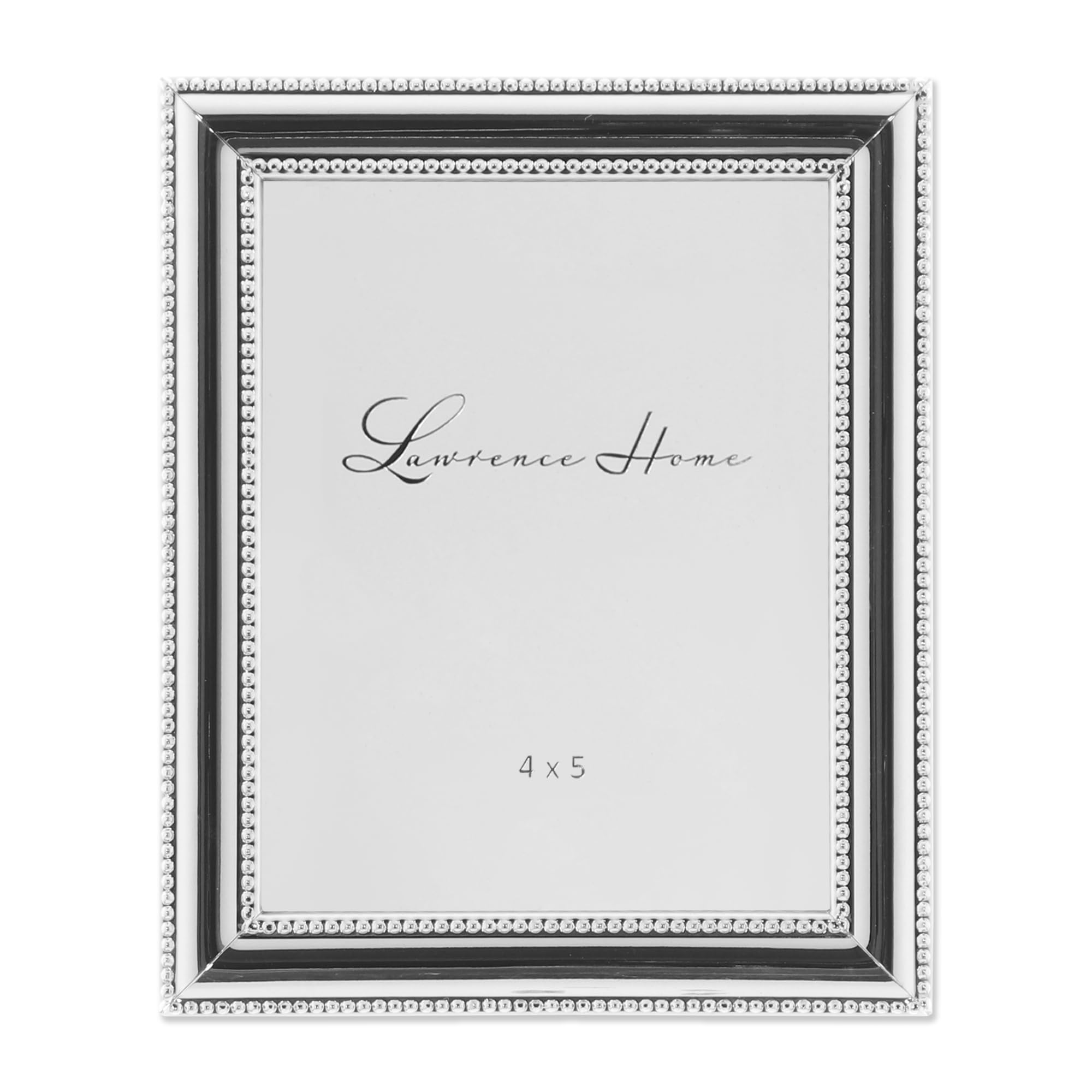 Lawrence Frames 510745 Metal Picture Frame Silver-Plate with Delicate Beading, 4 by 5-Inch, Silver