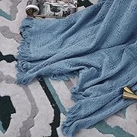 Vista 9 de Simple&Opulence Manta 100% algodón para cama, sofá, manta tejida geométrica de lujo bohemia con borlas, suave, ligera, acogedora, transpirable