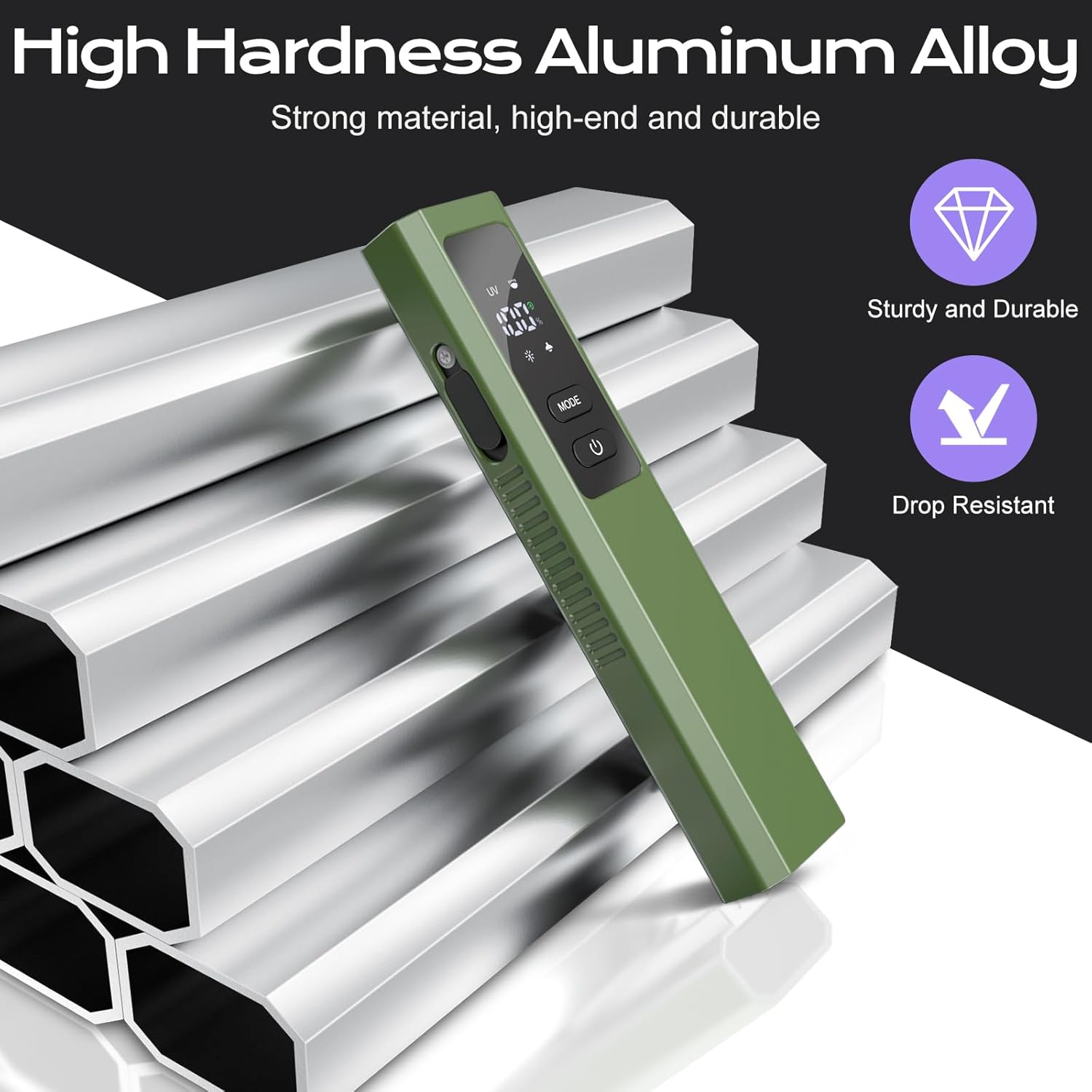 EDC Flashlight 4 in 1 Pocket Magnetic Slim Flat Flashlight High Lumens Work Light with Green Beam & UV Light & Warning Light Combo EDC Rechargeable LT-010 (Green)