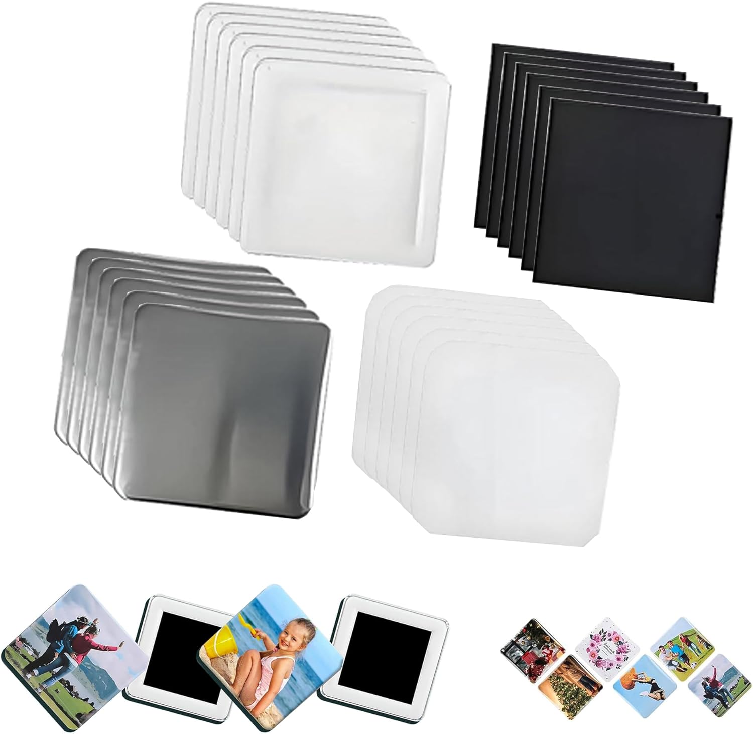 300/500/800 Pcs Magnetic Sheets for DIY Refrigerator Magnets, 1.97x1.97 Inch (50x50mm) Square Magnet Paper Compatible with Badge Press Machine and Photo Fridge Magnets Crafting 800 Pcs