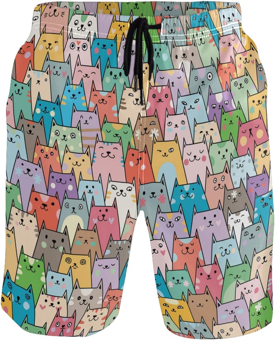 Men's Colorful Flower Print Beach Shorts Hot Summer Swim Trunks Sports Running Bathing Suits with Mesh Lining