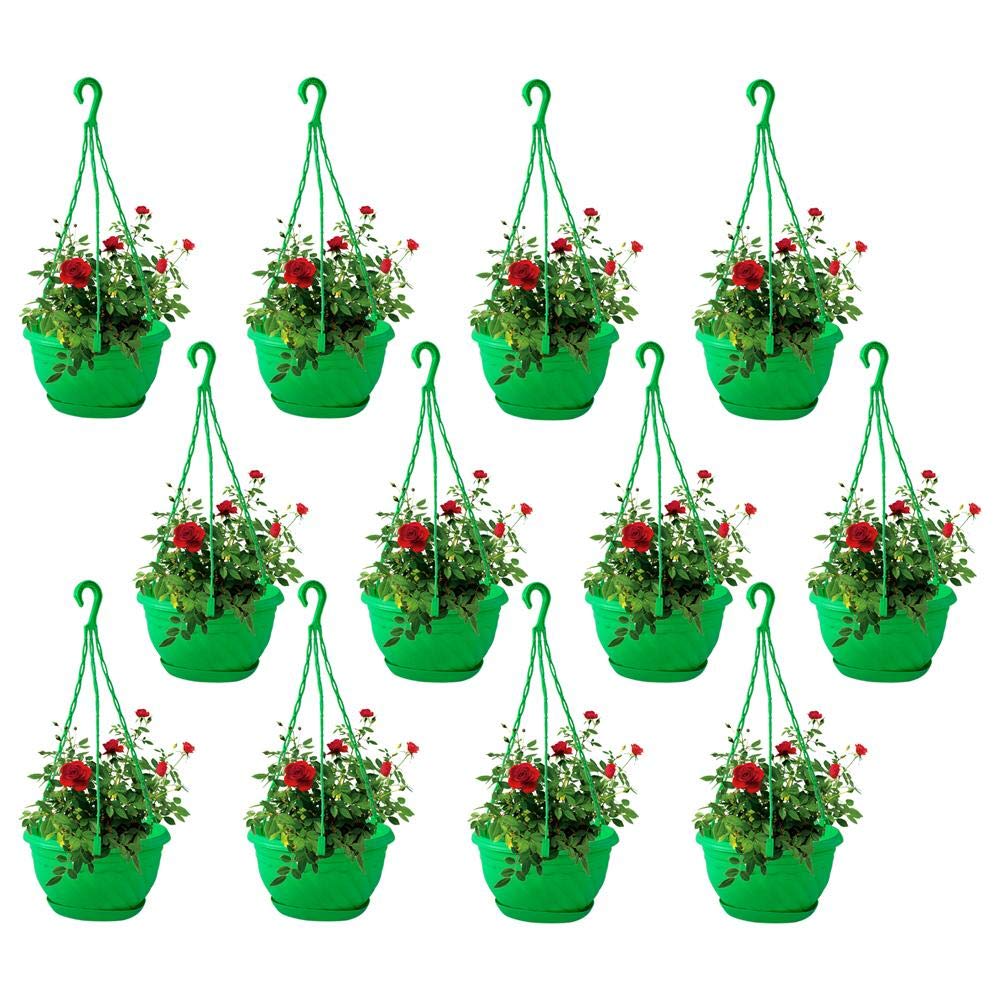 TrustBasketPlastic Hanging Basket Green (Set of 12) Hanging Pots for