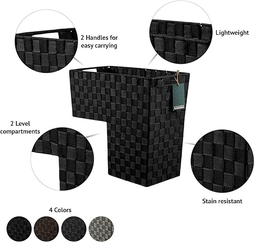 Miniatura 4 de Cesta de escalera con asas para alfombras y escaleras de madera Nylon tejido (gris oscuro) - HomeModele