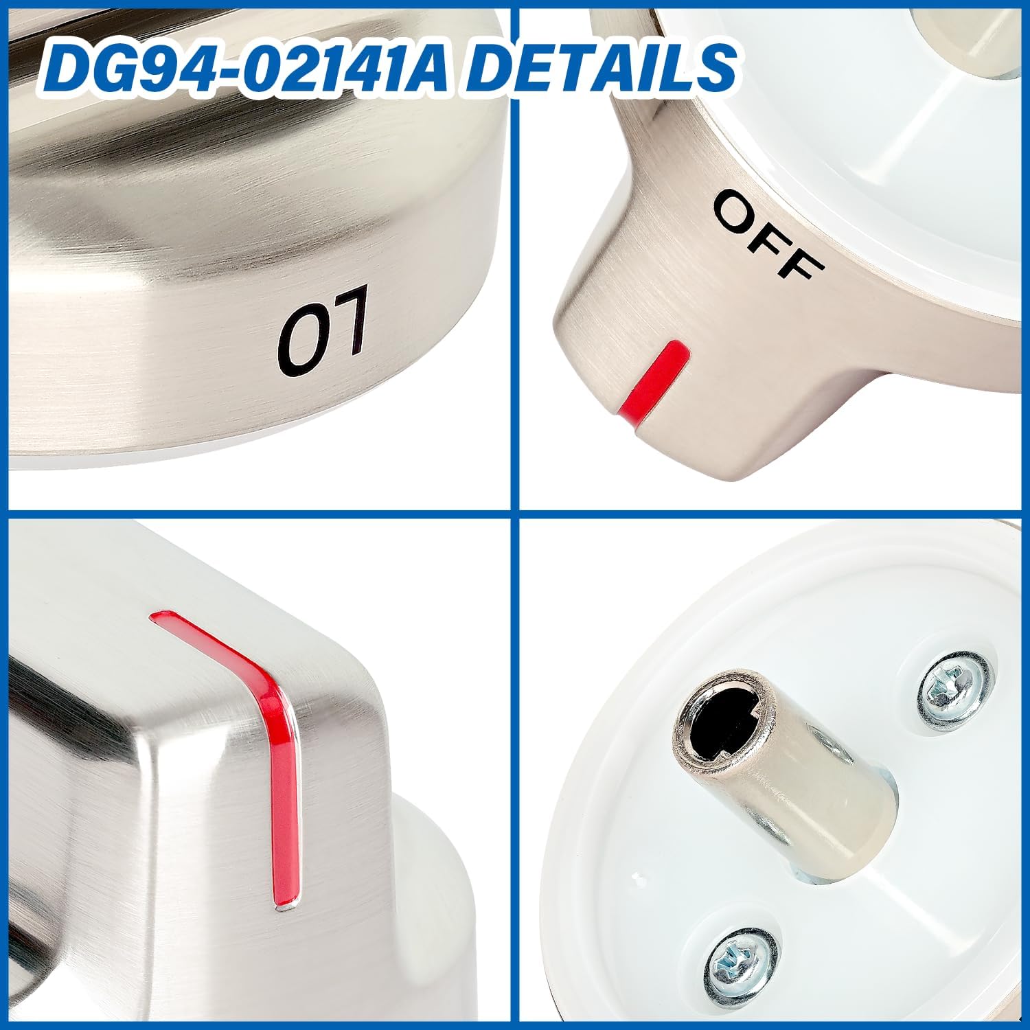 5PCS DG94-02141A Range Burner Knob Fit for Samsung, Replacement AP6329515 PS12394473 EAP12394473