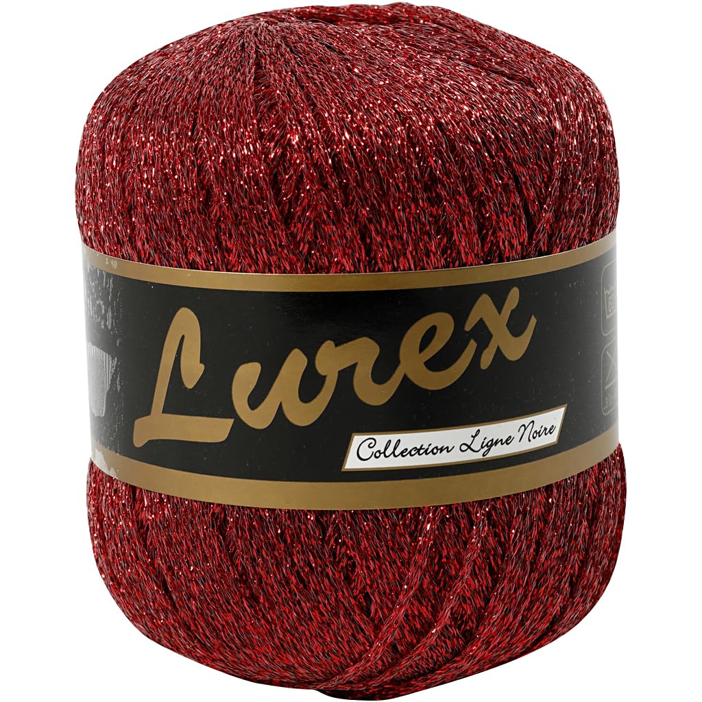 Creativ Lurex Yarn for Knitting, L: 160 m, red, 25g