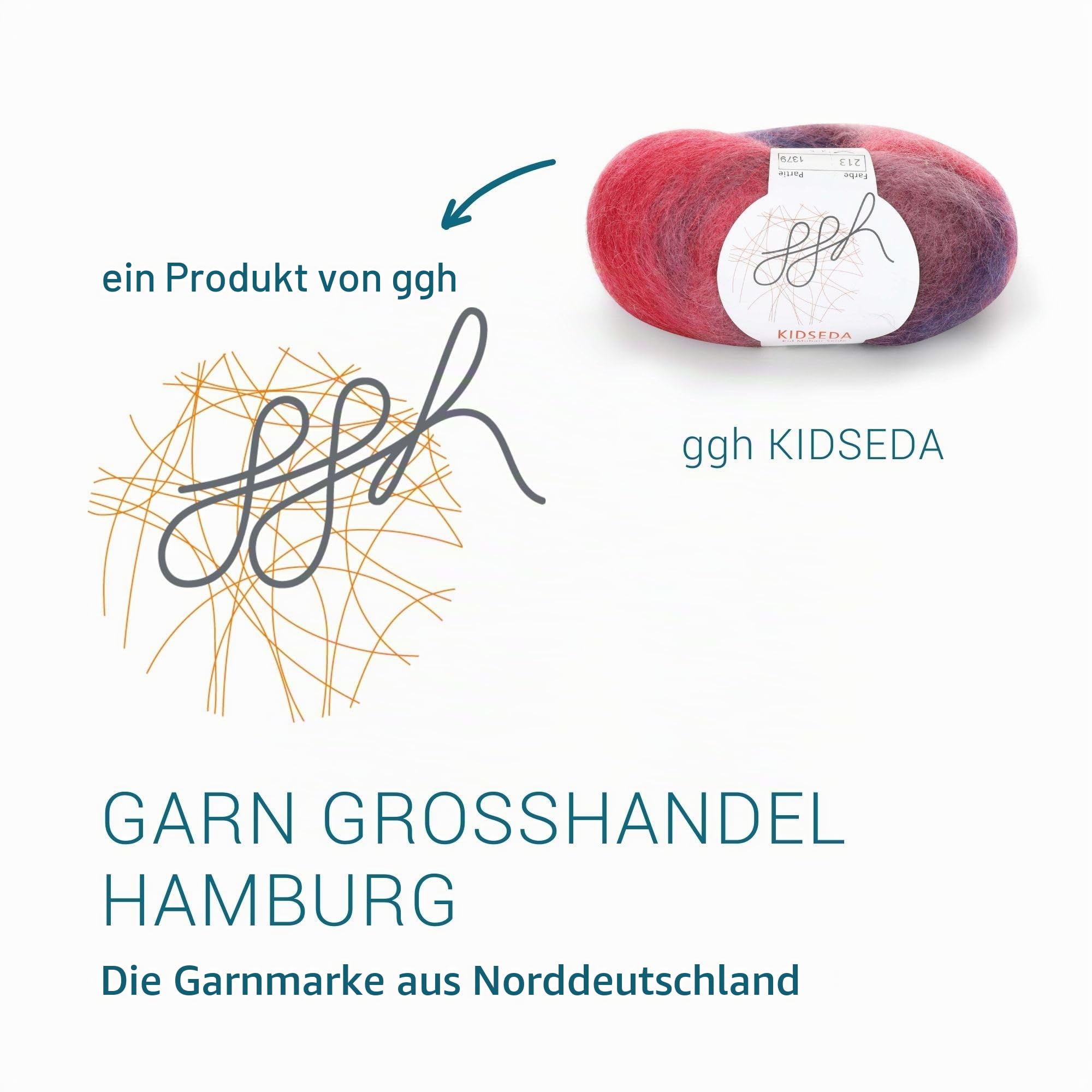 ggh Kidseda Box - 6 Knäuel - Mohairwolle mit Seide zum Stricken - Farbe 213 - Pink-Mauve-Lavendel