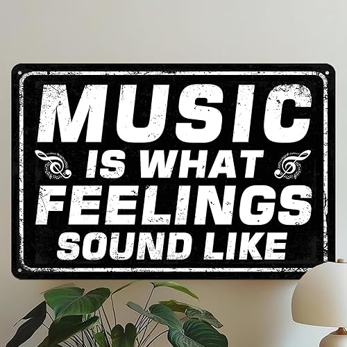 Miniatura 3 de Letreros de metal para decoración de pared con música, estilo retro, retro, musical, arte de pared para cafetería, póster de sala de música, letrero