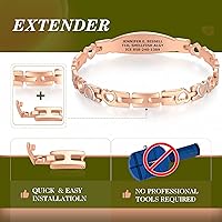Vista 4 de Divoti Pulseras de alerta médica con eslabones de corazón de 2 tonos para mujer con extensor