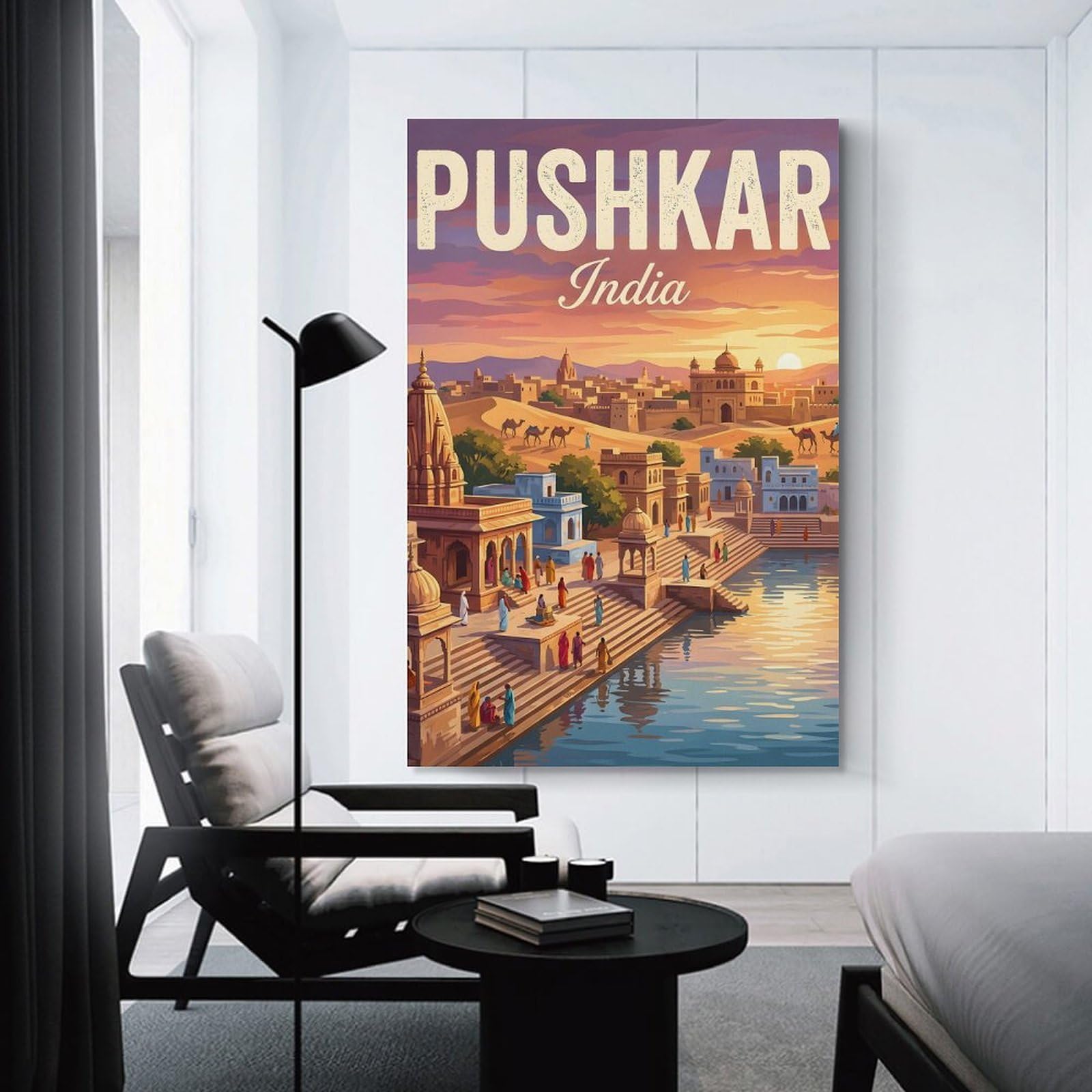 Junmoney Wall Picture Print Pushkar India Travel, 20x30inch(50x75cm), for Entrance Walls, Hall Decor Or Foyers, A Neat Decor Update for Hallways