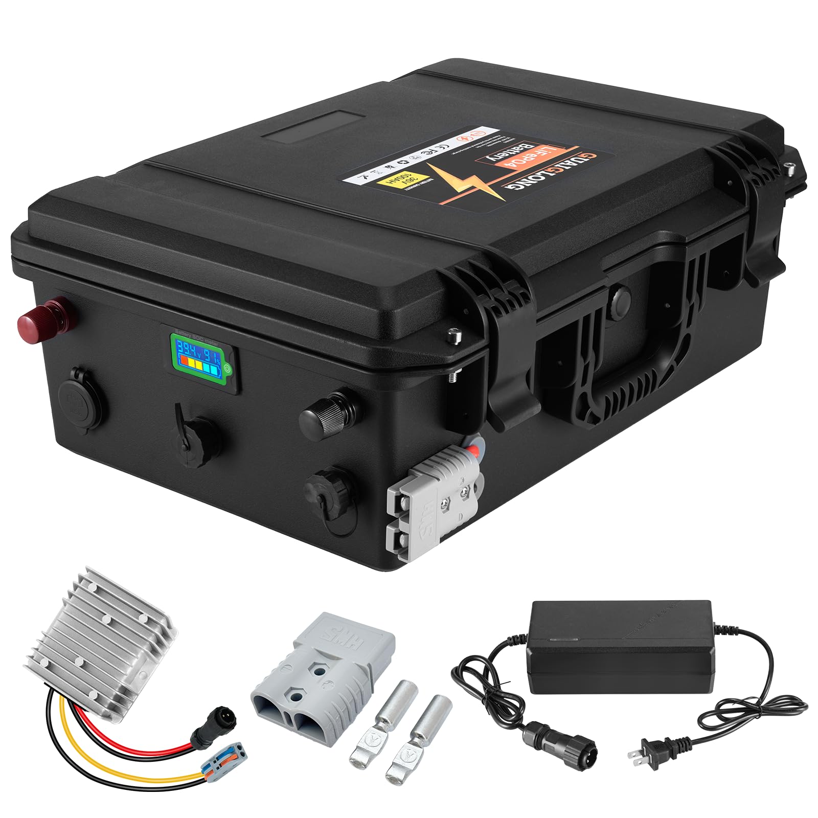 GuaiGLong 36V 100AH Lithium Battery for Golf Cart with 36V 10A Charger, Monitor, Built-in 120A BMS, 36V Golf Cart Battery with 4.6kW Output, Perfect for RV,Marine,Solar,Boat,Trolling Motor