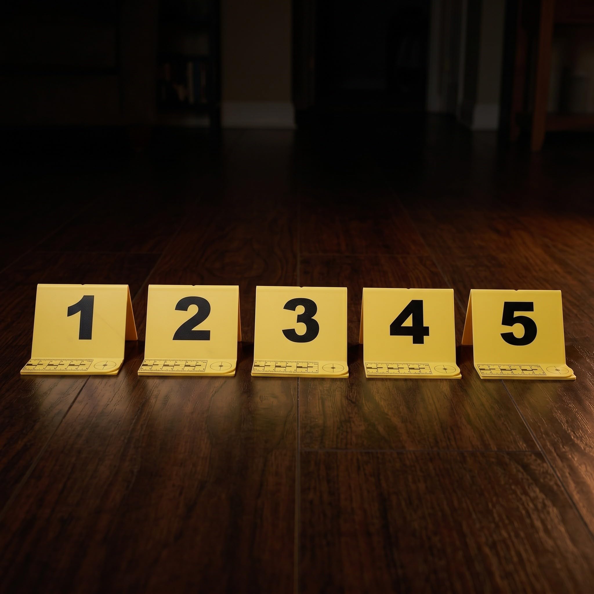 SHINEOFI Marcadores para Señalización Forense con Regla Integrada, Plástico Amarillo, Tamaño 17x9x7cm, Paquete de 10 Piezas para Colocación y Medición Precisa