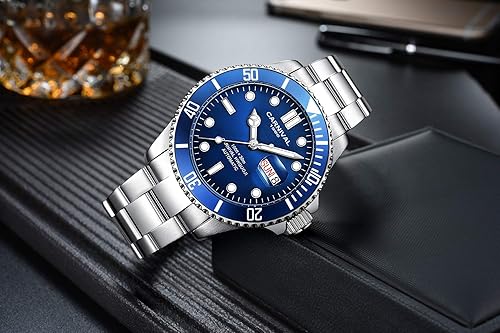 Miniatura 4 de PASOY Reloj automático para hombre, luminoso, Tourbillon, mecánico, con bisel giratorio, cristal de zafiro, impermeable, acero inoxidable, relojes