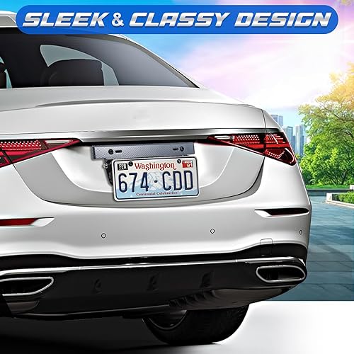 Miniatura 8 de Spurtar Marcos de matrícula, soporte ajustable para placa de matrícula delantera de automóvil, incluye tornillos y tuercas (negro)