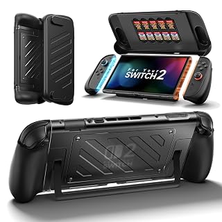 JSAUX Split-Schutzhülle für Switch 2, TPU-Mittelrahmen & PC-Frontabdeckung, Rutschfester Ergonomischer Griff, Platz für 10 Spielekarten, Unterstützt Standfunktion, Stoßfest & Kratzfest, PC0114 - Amazon product rated Grade A