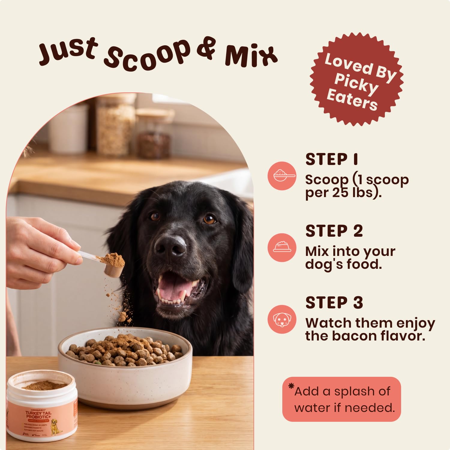 Turkey Tail Mushroom for Dogs – Turkey Tail Mushroom Powder with Probiotics for Immune and Digestive Support, Supports Lumps and Bumps, Bacon Flavored Daily Dog Supplement — Amazon image 6