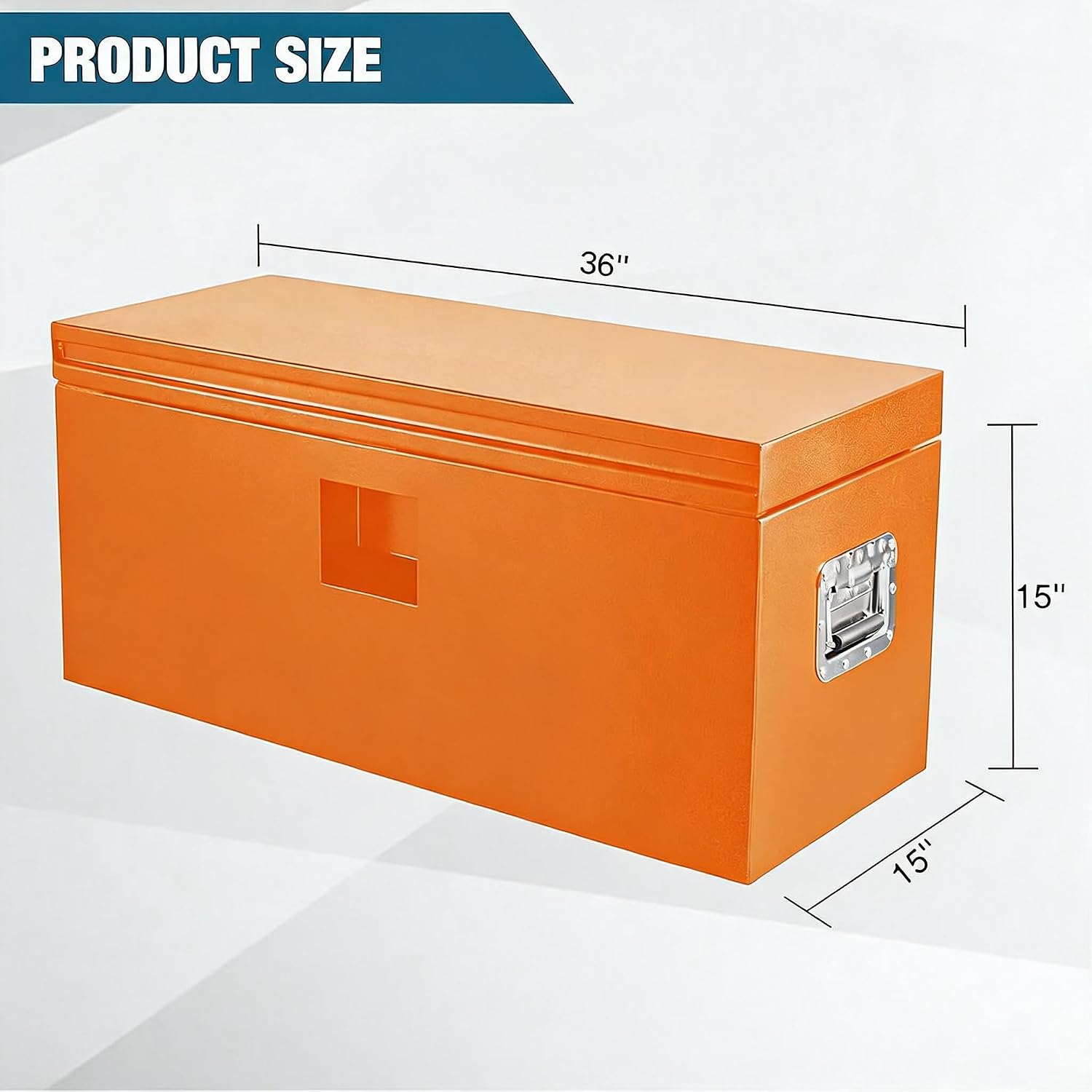 Jojoka Heavy Duty Black Steel Truck Bed Tool Box - 30 in Weatherproof Lockable Storage Chest, Grooved Lid, Secure Trailer Tongue Toolbox for Pickup, RV, Contractor, Utility - Orange - HHF, 2025 Groove