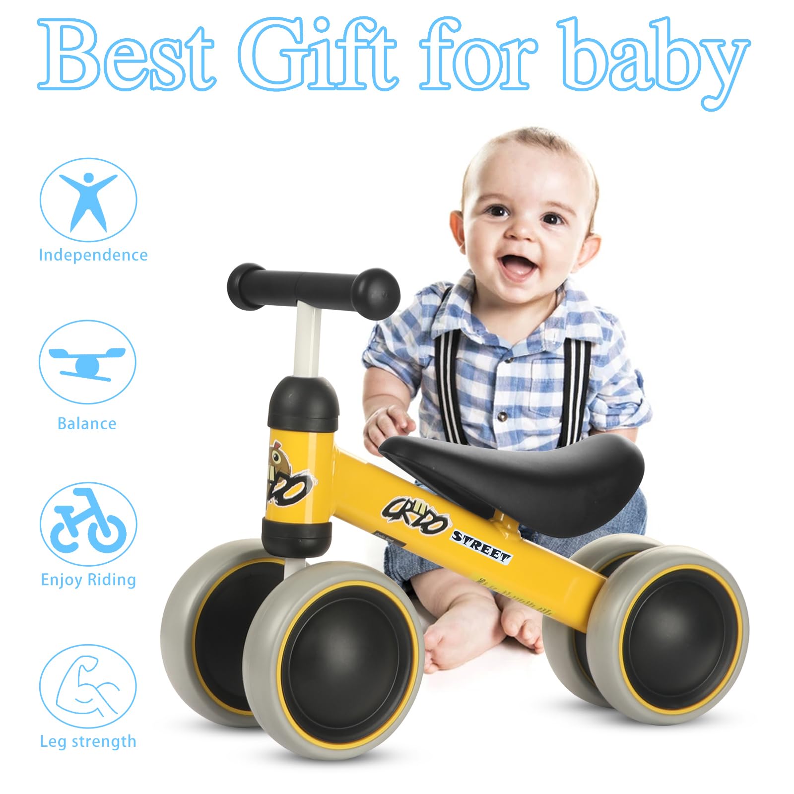 Baby Balance Bike Trike for 1 Years Old Boys Girls 10-24 Month Toys Toddler Balance Bike, 4 Wheels Bicycle Toddler Pre-Bike, First Birthday Gifts