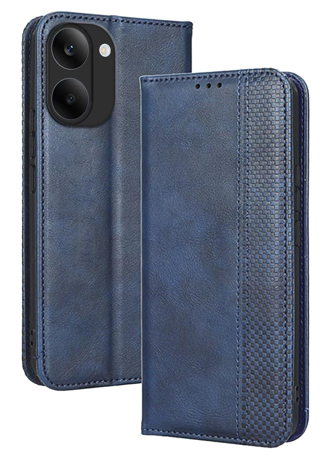 RankOne Etui z klapką ze skóry na telefon komórkowy do Poco X8 Pro (16,7 cm) Niebieski
