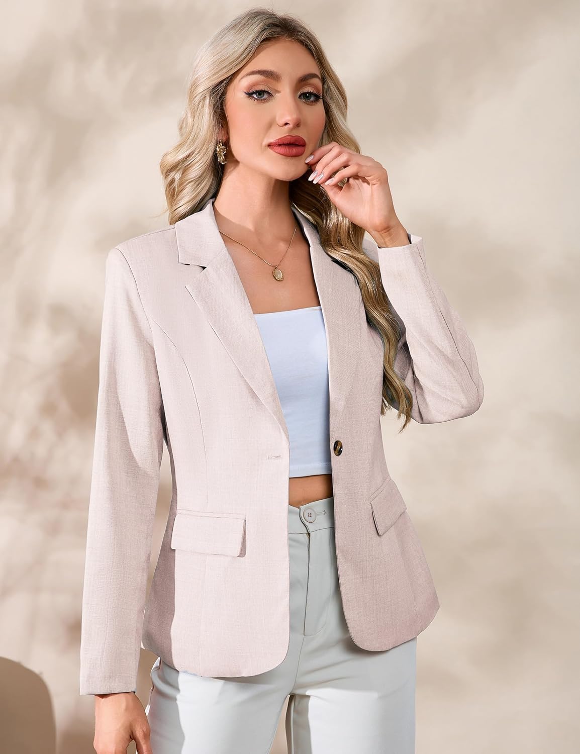 Yesfashion Womens Blazers Long Sleeve Open Front Business Casual Slim Fit Cardigan Jacket - Image 4